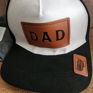 Black and White Dad Cap with Brown Patch